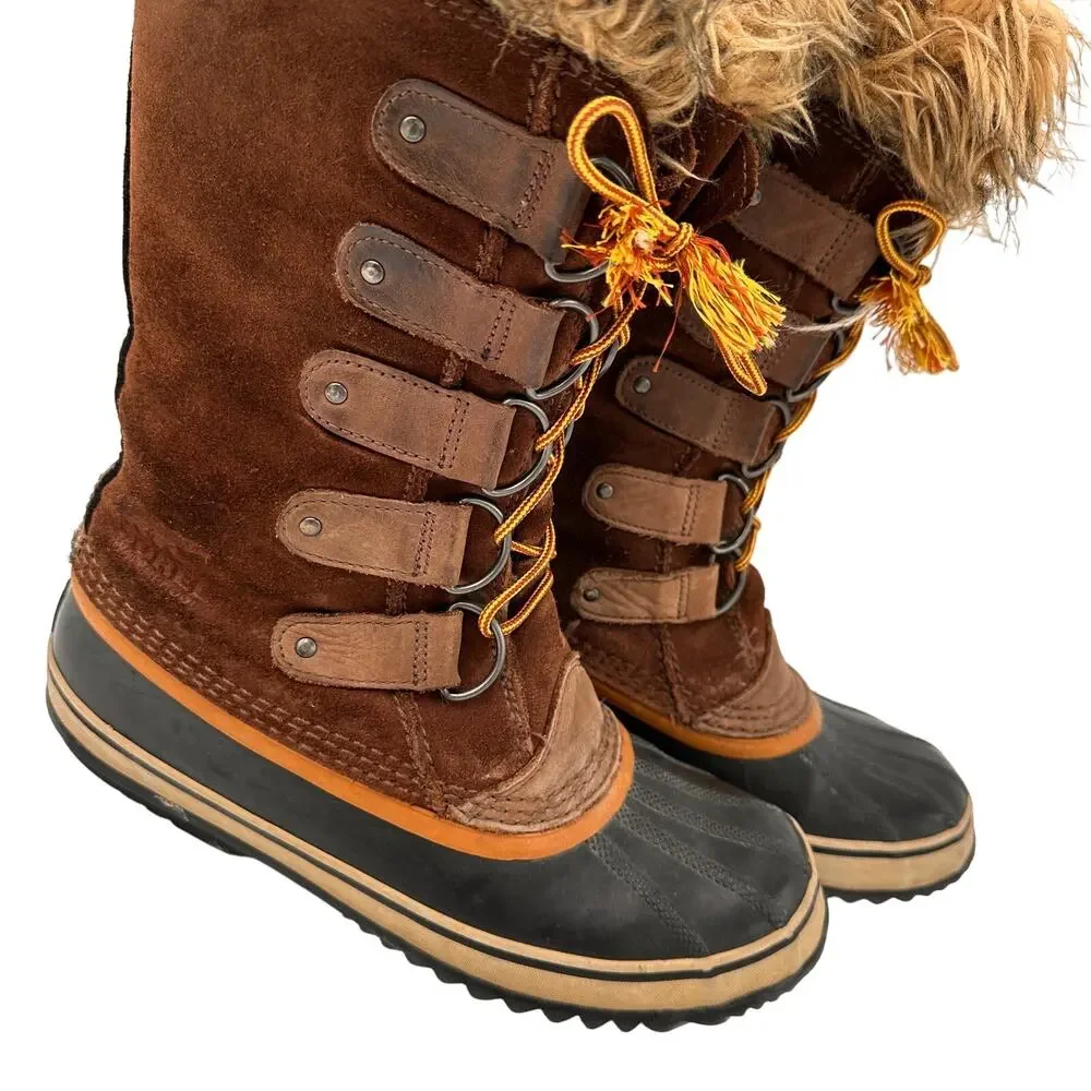Sorel Women's Brown Joan of Arctic Leather Snow Boots Size 9